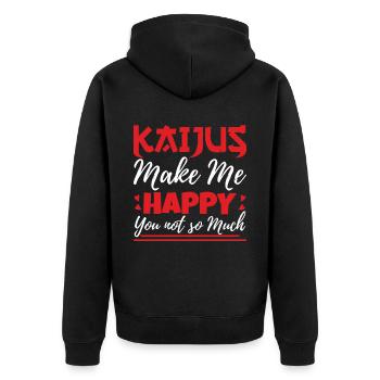 Lustiges Kaiju Japanisches Monster Geschenk - Unisex Premium Bio Zip Hoodie - Schwarz - Hinten - Nico (187cm)