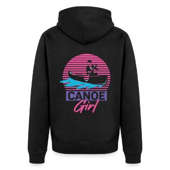 Canoe Canoeing Girl Retro Canoe - Unisex Premium Bio Zip Hoodie - Schwarz - Hinten - Nico (187cm)