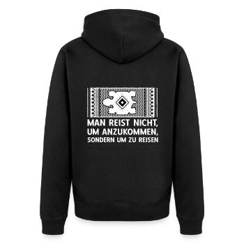Afrika Liebhaber Tradition Reise Safari - Unisex Premium Bio Zip Hoodie - Schwarz - Hinten - Nico (187cm)