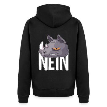 Afrika Nashorn Lustiger Spruch Nein - Unisex Premium Bio Zip Hoodie - Schwarz - Hinten - Nico (187cm)