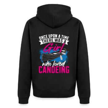 Canoe Canoeing Girl Once Upon A - Unisex Premium Organic Zip Hoodie - black - Back - Nico (187cm)