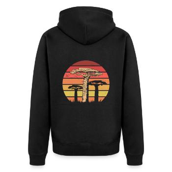 Afrika Liebhaber Reise Baobab Baum - Unisex Premium Bio Zip Hoodie - Schwarz - Hinten - Nico (187cm)