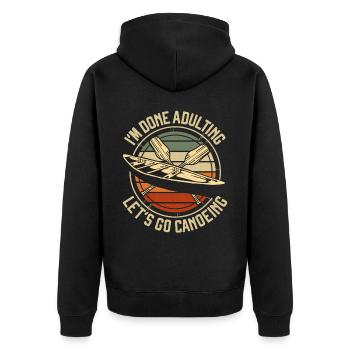 Canoe Canoeing Vintage Retro I'm - Unisex Premium Bio Zip Hoodie - Schwarz - Hinten - Nico (187cm)