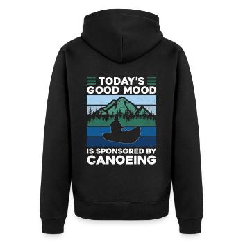 Canoe Canoeing Vintage Retro - Unisex Premium Bio Zip Hoodie - Schwarz - Hinten - Nico (187cm)