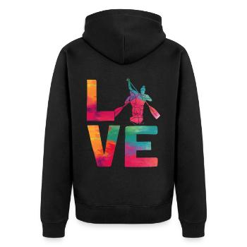 Canoe Canoeing Watercolor Racing - Unisex Premium Bio Zip Hoodie - Schwarz - Hinten - Nico (187cm)