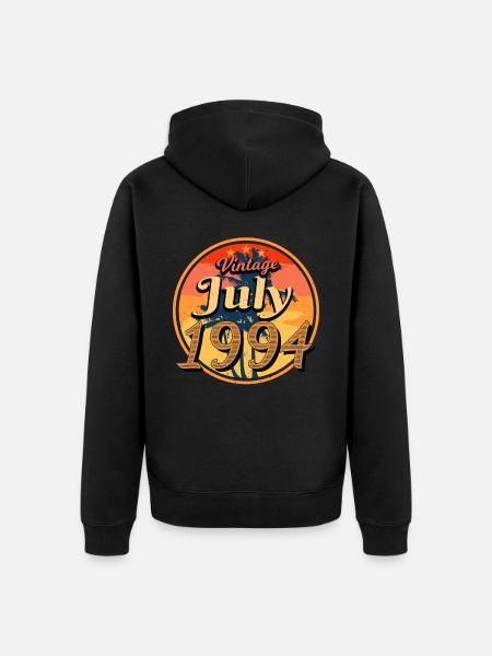 1994 Juli Geschenkidee - Unisex Premium Bio Zip Hoodie - Schwarz