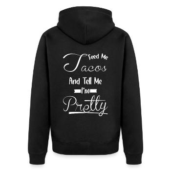 Dis-moi, je suis jolie - Mange des tacos - Veste à capuche bio Premium Unisexe - noir - Dos - Nico (187cm)