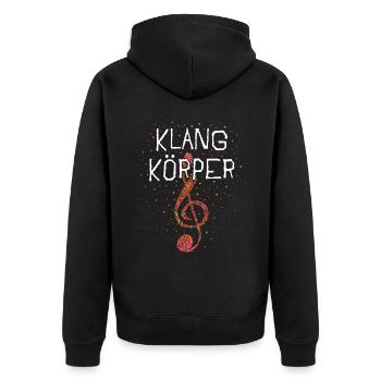 Notenschlüssel Sänger Sängerin Chor - Unisex Premium Bio Zip Hoodie - Schwarz - Hinten - Nico (187cm)