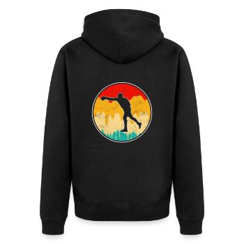 Boxen Retro - Unisex Premium Bio Zip Hoodie - Schwarz - Hinten - Nico (187cm)