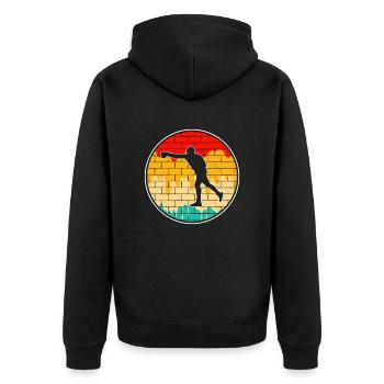 Boxen Retro Logo - Unisex Premium Bio Zip Hoodie - Schwarz - Hinten - Nico (187cm)