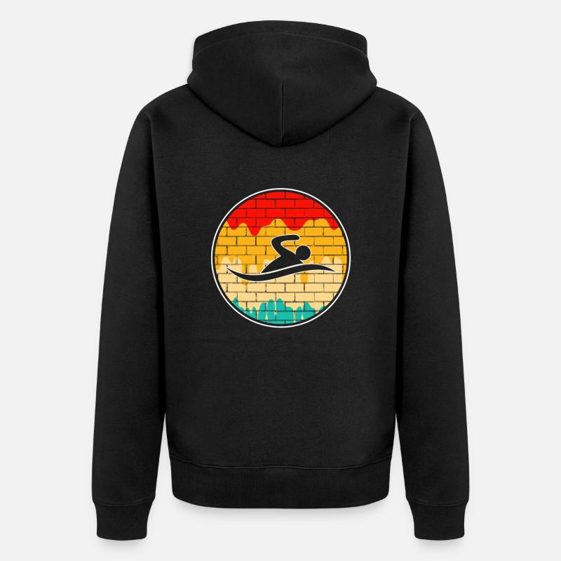 Natation Rétro - Veste à capuche bio Premium Unisexe - noir
