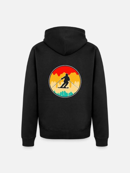 Ski Retro - Unisex Premium Organic Zip Hoodie - black