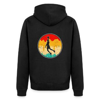 Basketball Retro - Unisex Premium Bio Zip Hoodie - Schwarz - Hinten - Nico (187cm)