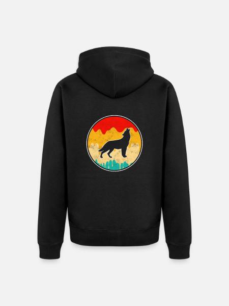 Wolf Retro - Unisex Premium Organic Zip Hoodie - black