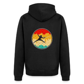 Fechten Retro - Unisex Premium Bio Zip Hoodie - Schwarz - Hinten - Nico (187cm)