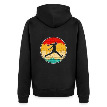 Parkour Retro - Unisex Premium Bio Zip Hoodie - Schwarz - Hinten - Nico (187cm)