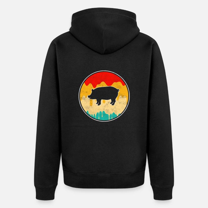 Cochon Rétro - Veste à capuche bio Premium Unisexe - noir