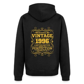 Vintage 1996 Original Limited Edition - Unisex Premium Organic Zip Hoodie - black - Back - Nico (187cm)