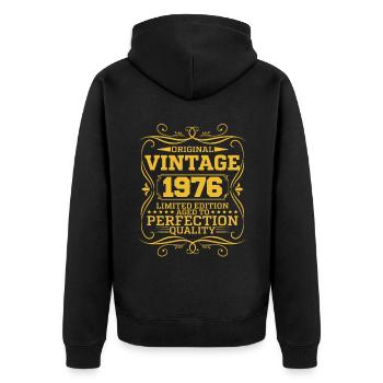 Vintage 1976 Original Limited Edition - Unisex Premium Organic Zip Hoodie - black - Back - Nico (187cm)