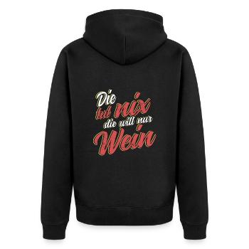 Die tut nix die will nur Wein Party Polter Bier - Unisex Premium Bio Zip Hoodie - Schwarz - Hinten - Nico (187cm)