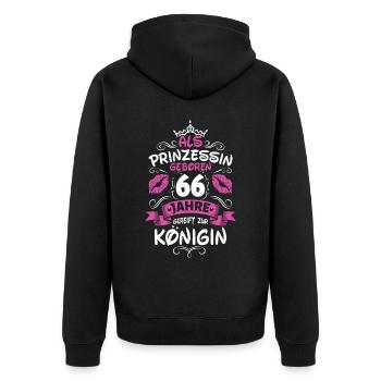 Als Prinzessin Geboren 66 Geburtstag Frau Mama - Unisex Premium Bio Zip Hoodie - Schwarz - Hinten - Nico (187cm)