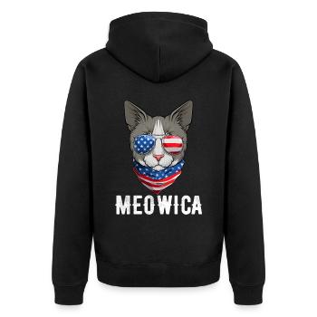 USA Cat 4th of July Kitten American Flag - Unisex Premium Bio Zip Hoodie - Schwarz - Hinten - Nico (187cm)