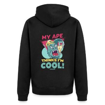 Mon singe pense que je suis cool - Veste à capuche bio Premium Unisexe - noir - Dos - Nico (187cm)