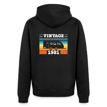 Campingwagen Camping Jahrgang 1981 Geburtstags - Unisex Premium Bio Zip Hoodie - Schwarz - Hinten - Nico (187cm)