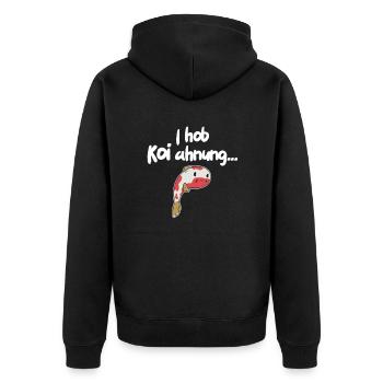 Kois Koi Zeit mit viel Koi Ahnung Lustiges Koi - Unisex Premium Bio Zip Hoodie - Schwarz - Hinten - Nico (187cm)