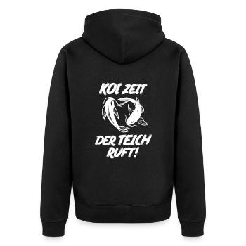 Kois Koi Zeit mein Teich Ruft Lustiges Koi - Unisex Premium Bio Zip Hoodie - Schwarz - Hinten - Nico (187cm)