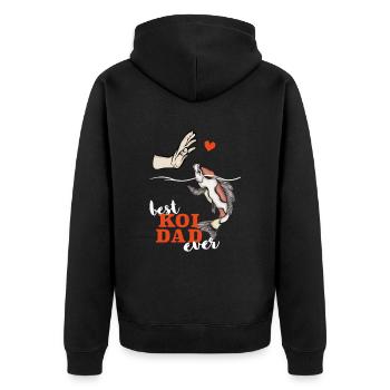 Kois Best Koi Papa ever Koi - Unisex Premium Organic Zip Hoodie - black - Back - Nico (187cm)