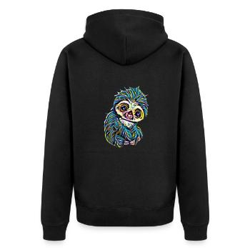 Faultier - Unisex Premium Bio Zip Hoodie - Schwarz - Hinten - Nico (187cm)