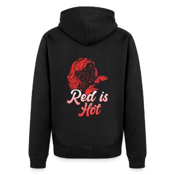 Red Is Hot Ginger Girl Redhead Red Orange Haired - Unisex Premium Organic Zip Hoodie - black - Back - Nico (187cm)
