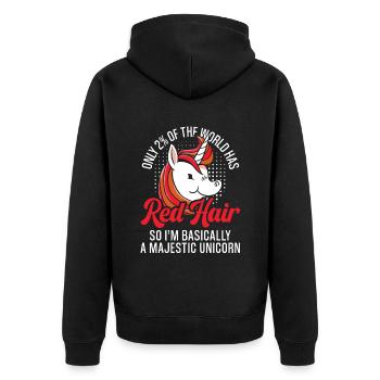 Red Hair Unicorn Magic Redhead Ginger Red Haired - Unisex Premium Organic Zip Hoodie - black - Back - Nico (187cm)