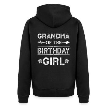 Grand-mère de la fille d’anniversaire - Veste à capuche bio Premium Unisexe - noir - Dos - Nico (187cm)