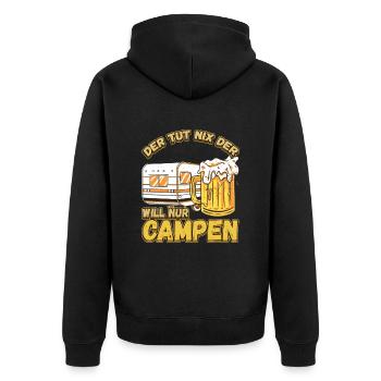 Der Tut Nix Der Will Nur Campen - Wohnmobil Natur - Unisex Premium Bio Zip Hoodie - Schwarz - Hinten - Nico (187cm)