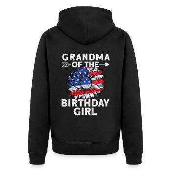Grand-mère de la fille d’anniversaire - Veste à capuche bio Premium Unisexe - noir - Dos - Nico (187cm)