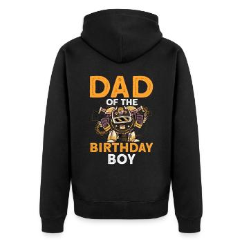 Dad Of The Birthday Boy - Unisex Premium Bio Zip Hoodie - Schwarz - Hinten - Nico (187cm)