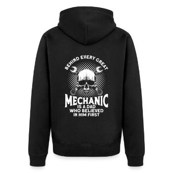 Papa Père Mécanicien Père Famille - Veste à capuche bio Premium Unisexe - noir - Dos - Nico (187cm)
