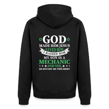 Mein Sohn Vater Mechaniker Vater Familie - Unisex Premium Bio Zip Hoodie - Schwarz - Hinten - Nico (187cm)