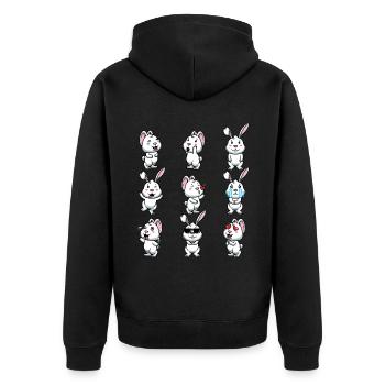 White Rabbit Emoticons Rabbit - Unisex Premium Organic Zip Hoodie - black - Back - Nico (187cm)