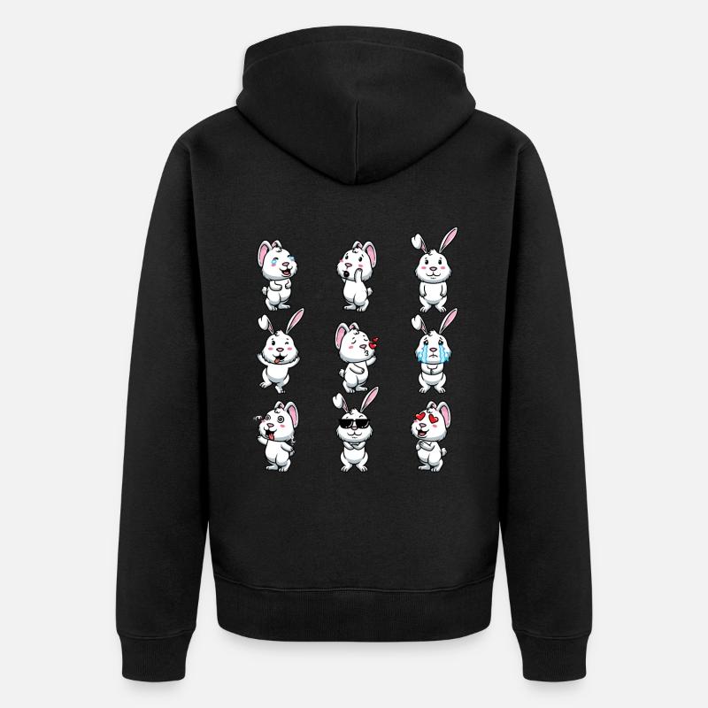 Lapin Blanc Emoticons Lapin - Veste à capuche bio Premium Unisexe - noir