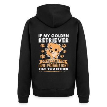 Hunde Golden Retriever Hundeliebhaber - Unisex Premium Bio Zip Hoodie - Schwarz - Hinten - Nico (187cm)