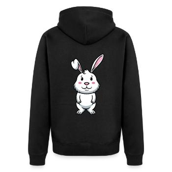 White Rabbit Emoticons Rabbit - Unisex Premium Organic Zip Hoodie - black - Back - Nico (187cm)