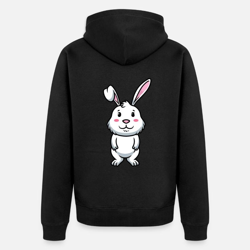 Lapin Blanc Emoticons Lapin - Veste à capuche bio Premium Unisexe - noir