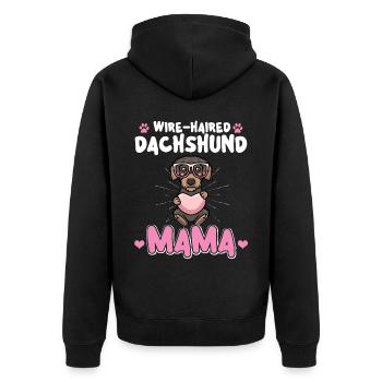Rough-haired dachshund Mama - Unisex Premium Organic Zip Hoodie - black - Back - Nico (187cm)