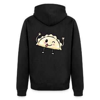 Pierogi Kawaii Emoticon Cuisine polonaise - Veste à capuche bio Premium Unisexe - noir - Dos - Nico (187cm)