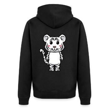 Weißer Tiger Emoticon Bengalischer Tiger - Unisex Premium Bio Zip Hoodie - Schwarz - Hinten - Nico (187cm)