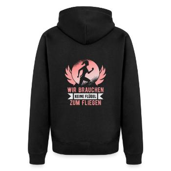 Laufen Marathon Läuferin Laufsport - Unisex Premium Bio Zip Hoodie - Schwarz - Hinten - Nico (187cm)
