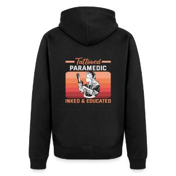 Tattooed Paramedic Inked & Educated Sanitäter - Unisex Premium Organic Zip Hoodie - black - Back - Nico (187cm)
